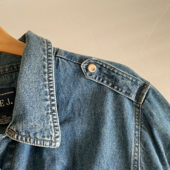 BLUE J. Vtg Button down Shirt Dress Roll Tab Sz 2X - Picture 6 of 10